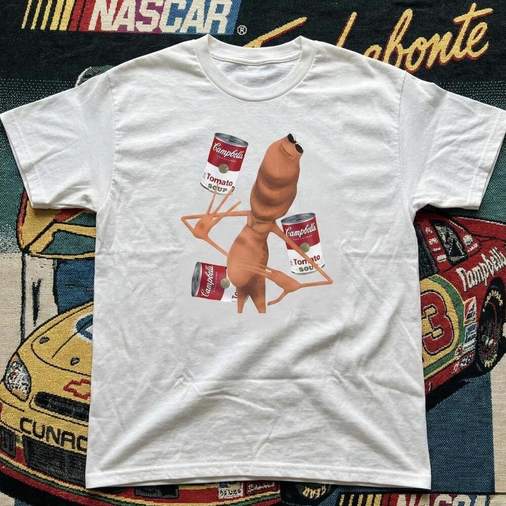 Funny Surreal Meme T Shirt Cool Worn Sunglasses Tomato Soup Graphic White